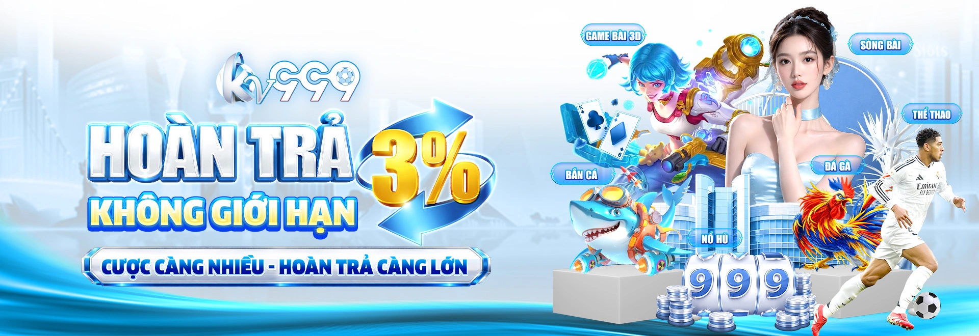 Kho game phong phú gồm thể thao, casino, game bài và xổ số tại Kv999